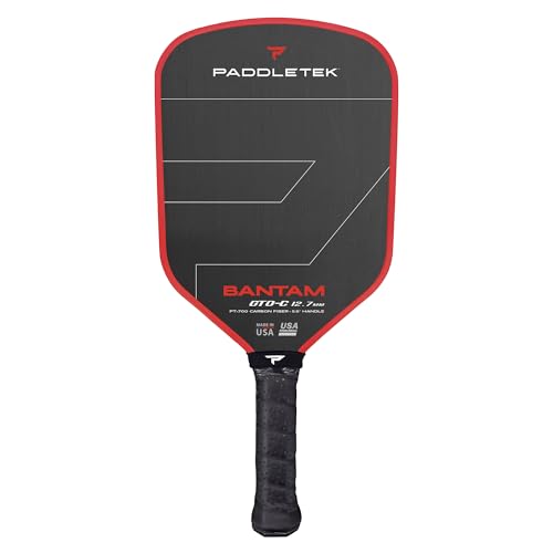 Paddletek Bantam GTO-C 12.7mm Hybrid Pickleball Paddle – Raw Carbon Fiber Face – Aerodynamic Tapered Shape – Polymer Core – 16.25" x 7.75" – 5.5 inch Handle – UPA-A & PBCoR .43 Certified – Made in USA