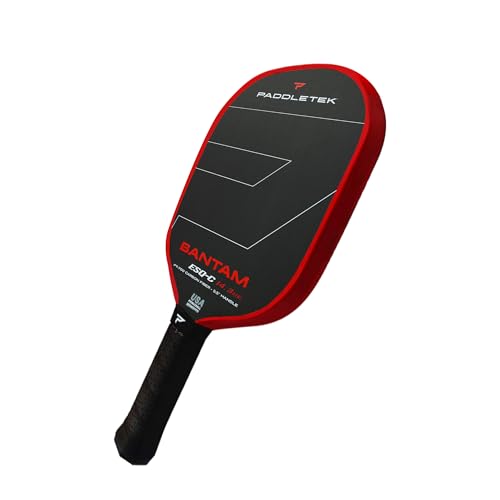 Paddletek Bantam ESQ-C 14.3mm Pickleball Paddle with Polymer Honeycomb Core - Unidirectional RAW Carbon Fiber Pickleball Paddle – Torsional Weighting & Performance Grip - USAPA Approved - 5.5" Handle
