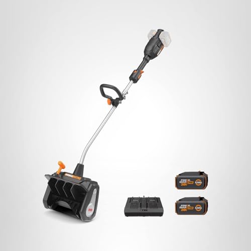 WORX Nitro 40V 12'' Cordless Snow Shovel, Electric Snow Thrower for 4-Car Driveway, Snow Removal with Brushless Motor & 2 Speed Control, 2 × 4.0 Ah Batteries and Charger Included, WG460