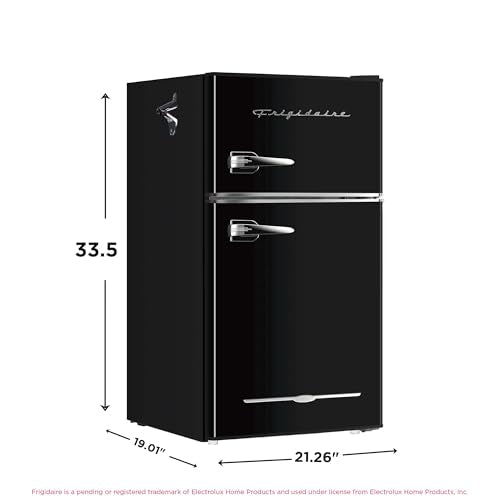 Frigidaire EFR840 Retro Mini Fridge with Freezer & Side Bottle Opener - Small 2 Door Refrigerator for Office Bar or College Dorm Room - 3.2 Cu Ft, Black