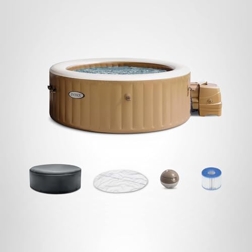 INTEX 28425EP PureSpa Bubble Massage Spa Set: Energy Efficient Spa Cover – Push Button Control Panel – 120 Jets – 4 Person Capacity – 77" x 28"