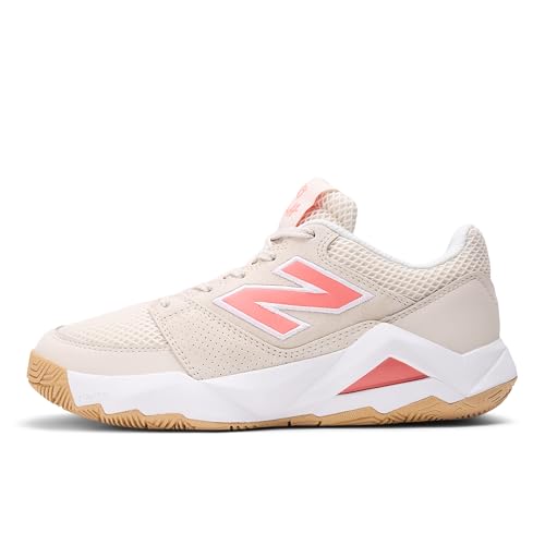 New Balance Women's Coco Delray V2 Hard Court Tennis Shoe, Bisque/Urgent Red, 8 M
