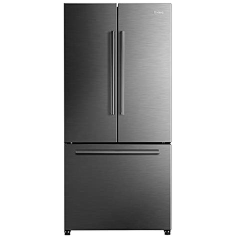 Galanz French Door Refrigerator with Installed Ice Maker and Bottom Freezer, Adjustable Electrical Thermostat Control, Frost Free, Energy Star Certified, Stainless Steel, 18 Cu Ft