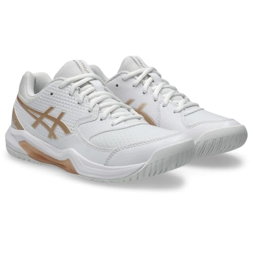 ASICS Women's Gel-Dedicate 8 Pickleball Shoes, 8, White/Champagne