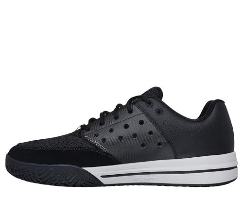 Skechers Men's Viper Court Luxe Pickleball Sneaker, Black/White, 8.5
