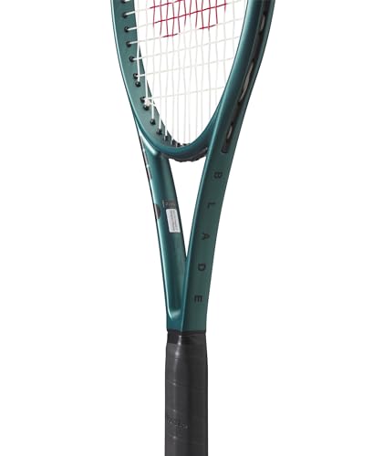 Wilson Blade 100 V9 Strung Performance Tennis Racket - Grip Size 2 - 4 1/4", Strung with Sensation 16 Natural at Mid Range Tension