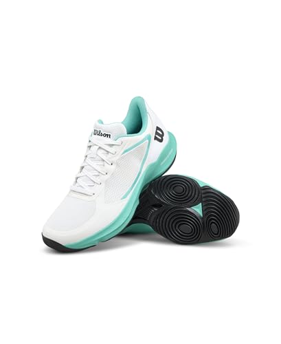 WILSON Hurakn Lite Women's Padel Shoe - White/Turquoise/Black, Size 9.5 US