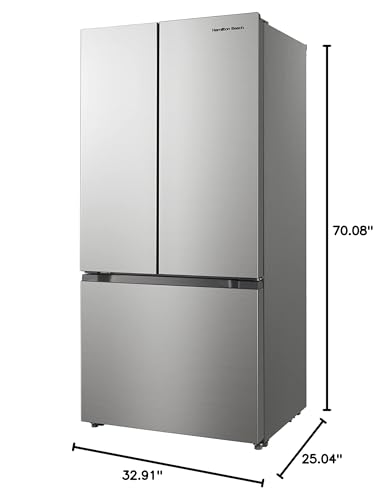 Hamilton Beach HBF1662 French Door Full Size Counter Depth Refrigerator with Freezer Drawer, 16.6 cu ft, Stainless