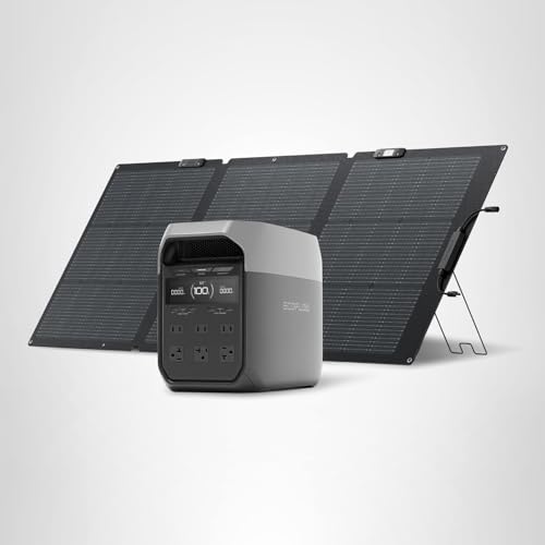EF ECOFLOW Solar Generator Delta 3 with 160W Solar Panel, 1024Wh Portable Power Station, LFP Battery 1800W AC/100W USB-C Output, Full Charge in 56 Min for Home Backup Power, Camping & RVs
