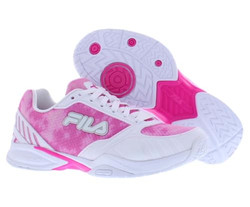 Fila Volley Zone Tie Dye Womens Pickleball Shoe Pink Glo/White/Metallic Silver (us_Footwear_Size_System, Adult, Women, Numeric, Medium, Numeric_6)