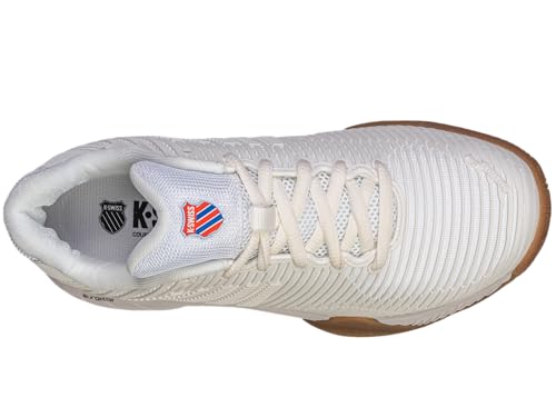 K-Swiss Women's Hypercourt Express 2 Indoor Tennis Shoe, Bright White/Gum, 8 M