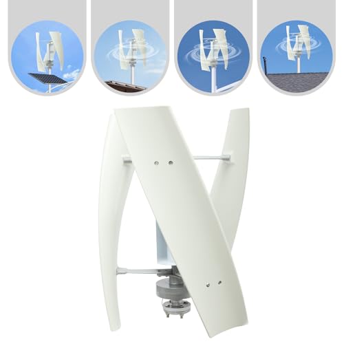 500W Vertical Axis Wind Turbine Generator, Permanent Magnet Generator with Intelligent Controller, Low Noise Helical Design Windmill for Home, Boats, Street Lighting (12V,500W,Style 3, White)