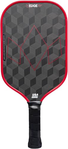 Diadem Edge 18K Pickleball Paddle USAPA Approved | 18K Carbon Fiber Face for Spin & Control | 16mm Control Paddle, Red