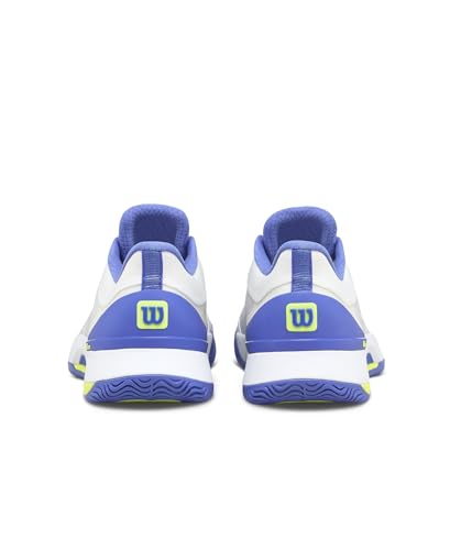 WILSON Intrigue Tour Women's Tennis Shoe - White/Amparo Blue/Safety Yellow, Size 8.5 US