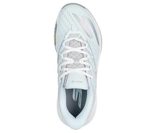 Skechers Women's Viper Court Rally Pickleball Sneaker, Light Blue/Gray, 9