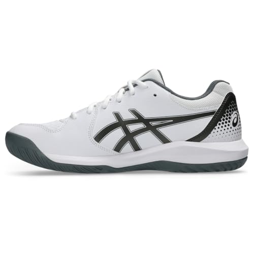 ASICS Men's Gel-Dedicate 8 Pickleball Shoes, 9.5, White/Gunmetal