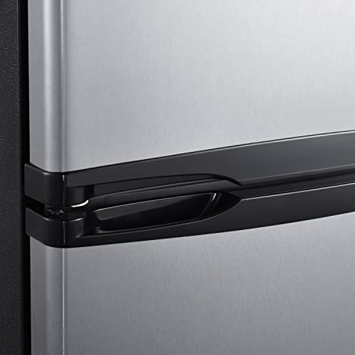 Avanti Apartment Refrigerator Freestanding Reversible Dual Doors Compact Design Full Fridge with Top Freezer, Adjustable Shelves, Full Range Temperature Control, with Crisper, 4.5-Cu.Ft, Metallic