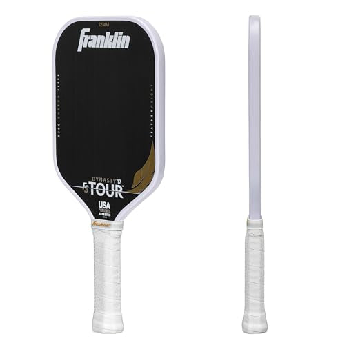 Franklin Sports Pro Pickleball Paddles - FS Tour Featherweight Series Lightweight Paddles - USA Pickleball Approved - Raw Carbon Fiber Surface - Dynasty - 12mm Polymer Core - White
