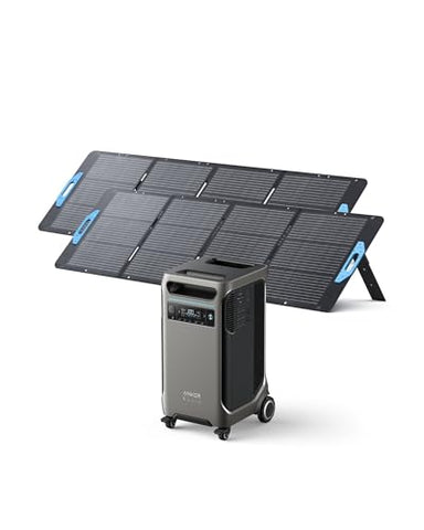Anker SOLIX F3800 Portable Power Station with 2× 200W Solar Panels, 3,840Wh LiFePO4 Battery, 120V/240V 6,000W AC Output, Solar Generator for Home Use, RVs, Emergencies, Outages, and Outdoor Camping