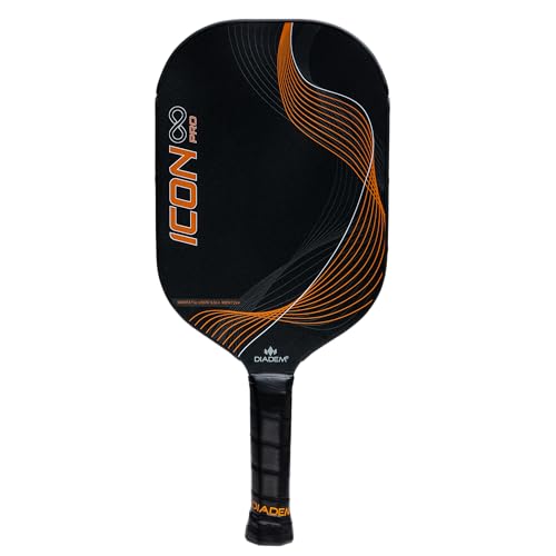 Diadem Icon Infinity Pro Pickleball Paddle | USAPA Approved | Dual Foam Core & Carbon Fiber | Maximum Power, Control, and Spin | High Performance with Replaceable Edge Guard (Inferno Orange)