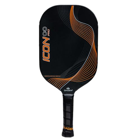 Diadem Icon Infinity Pro Pickleball Paddle | USAPA Approved | Dual Foam Core & Carbon Fiber | Maximum Power, Control, and Spin | High Performance with Replaceable Edge Guard (Inferno Orange)