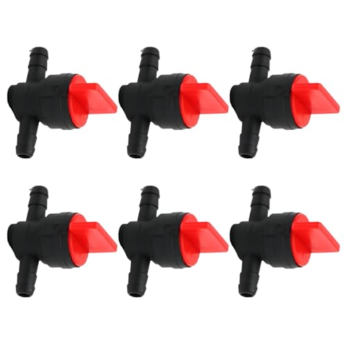 6Pcs 1/4" Inline Fuel Cut Off Valve 180°Gas Valve Fuel Shut off Valve with Clamps Compatible with Briggs Stratton Gas Fuel shutoff valves Lawn Tractors 494768 698183 (180°Fuel Shut Off Valve)