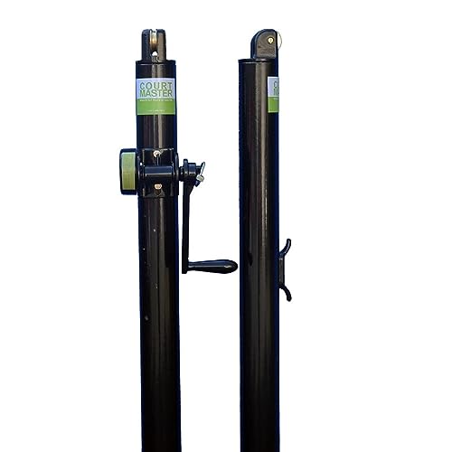 Pickleball Post Kit by Courtmaster - 2-7/8" OD (Green) External Wind Posts with Galvanized Post Ground Sleeves