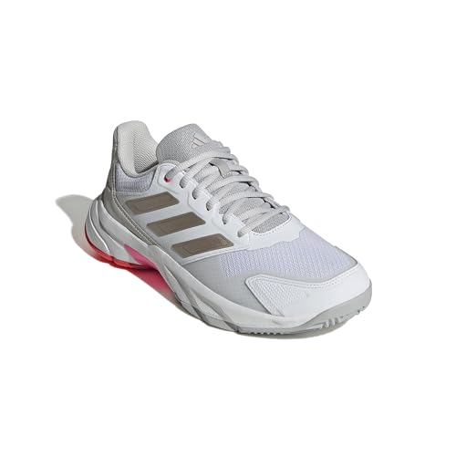 Adidas Womens Courtjam Control 3 Tennis, White/Iron Metallic/Lucid Red, 11.5