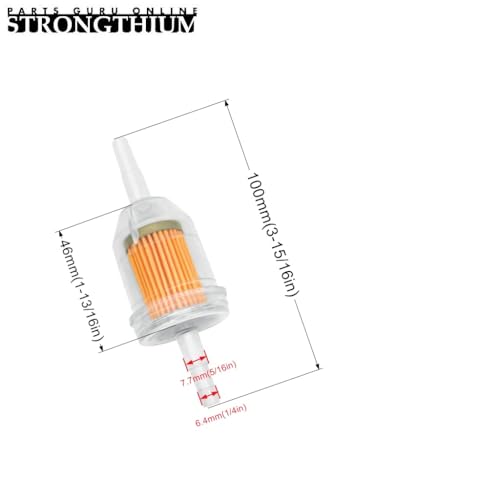 Strongthium 1/4" Inline Fuel Gas Filters with Magnet for Kawasaki Kohler Briggs & Stratton Lawn Mowers Small Tractors Tillers Garden Equipment Snowmobiles Go Karts 4 Pack