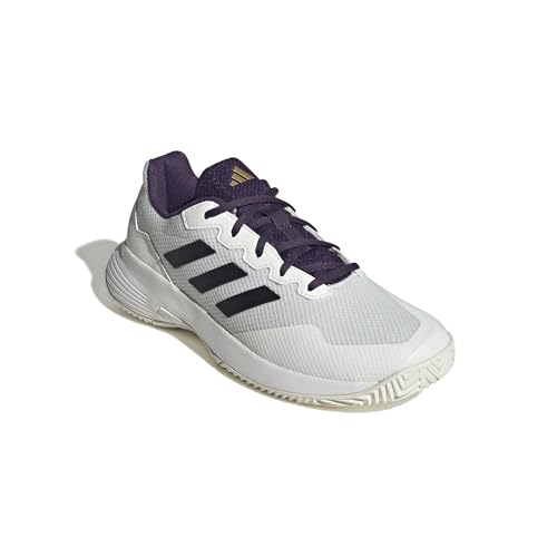Adidas Men's Gamecourt 2.0 Tennis, White/Black/Aurora Plum, 5.5