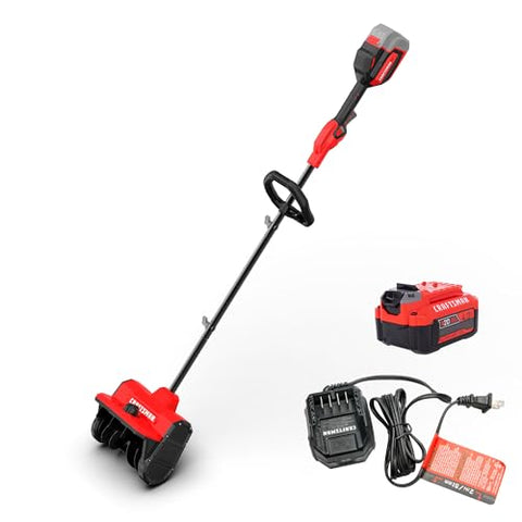 Craftsman Snow Shovel, Cordless Electric Shovel with 10 Inch Width 6 Inch Depth, 20FT Throw Distance, Snow Blower/Snow Thrower for Patio/Drive Way with 20V 4.0 Ah Battery and Std Charger