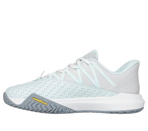 Skechers Women's Viper Court Rally Pickleball Sneaker, Light Blue/Gray, 9