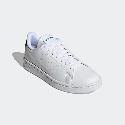 adidas Men's Advantage Racquetball Shoe, White/White/Green, 9