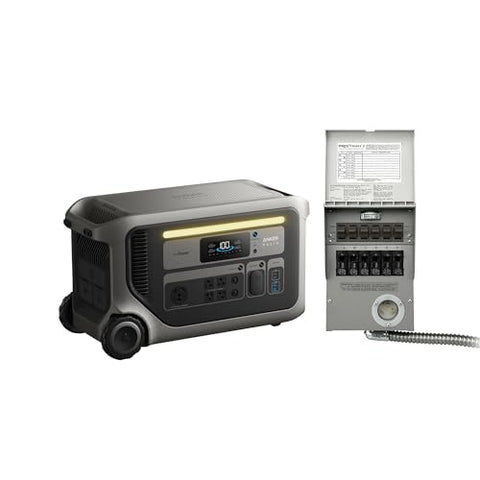 Anker SOLIX F3000 Portable Power Station with Home Backup Kit, 3,072Wh, 6,000W Recharging, Solar Generators for Home Use, Expandable to 24kWh, For Outages, Camping, RVs, Emergencies