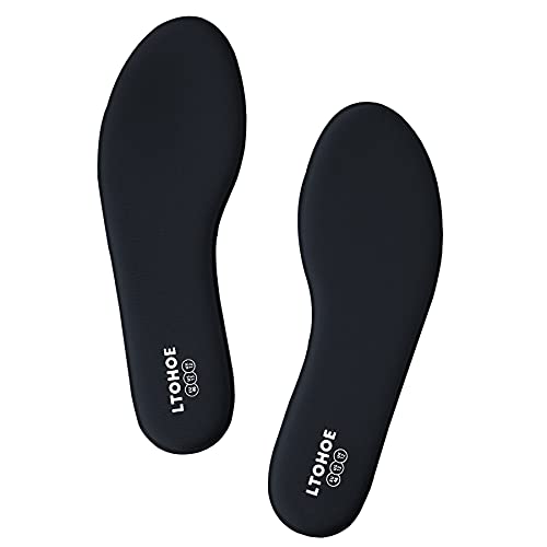LTOHOE Memory Foam Insoles for Men - Replacement Shoe Insoles for Running, Hiking, Sneaker, Shock Absorbing, Comfort Inner Soles, 8mm Black, US 10