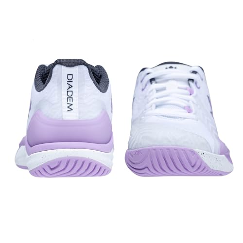 Diadem Court Burst | Women's Pickleball & Tennis Shoes for Stability, Speed, Performance & Comfort, White and Purple, US Size M6 / W7.5