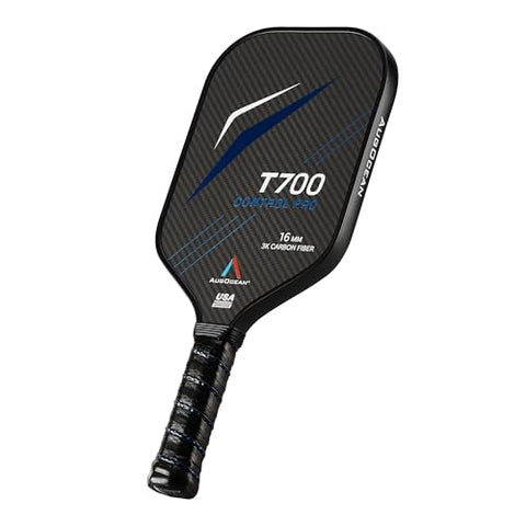 Pickleball Paddle,Pickleball Paddles-3K Raw Carbon Fiber Textured Surface with Great Grit & Spin,T700 Carbon Fiber Racket with Excellent Power,Control & Balance,USAPA Approved (Carbon-Black 16mm)