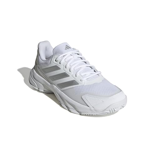 Adidas Women's CourtJam Control 3, White/Silver Metallic/Grey, 11