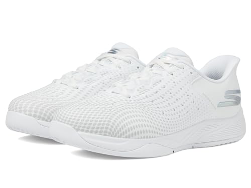 Skechers Women's Viper Court Reload Hands Free Slip-Ins Pickleball Sneaker, White, 9 Wide