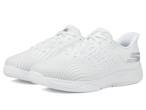 Skechers Women's Viper Court Reload Hands Free Slip-Ins Pickleball Sneaker, White, 9 Wide