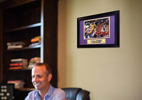 Magic Johnson Autographed 8x10 Framed Photo vs Michael Jordan | Beckett Authenticated, Basketball Memorabilia Display