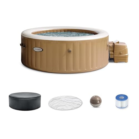 INTEX 28425EP PureSpa Bubble Massage Spa Set: Energy Efficient Spa Cover – Push Button Control Panel – 120 Jets – 4 Person Capacity – 77" x 28"