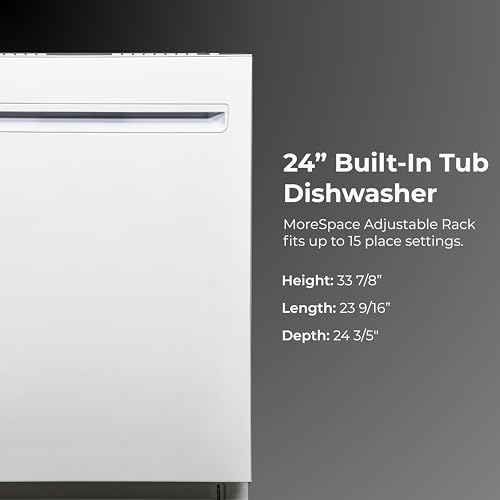 Kenmore 22-14632 24" Built-In Dishwasher - UltraWash Plus, SmartWash, Accela Wash, Sanitize Rinse, TurboDry, and Removable Third Rack - 15 Place Settings - 49 DBA - ENERGY STAR Certified - 24" - White