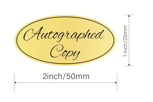 Autographed Copy Stickers,1x2 inch 500pcs Oval Gold Autographed Copy Stickers,Book Signing Sticker
