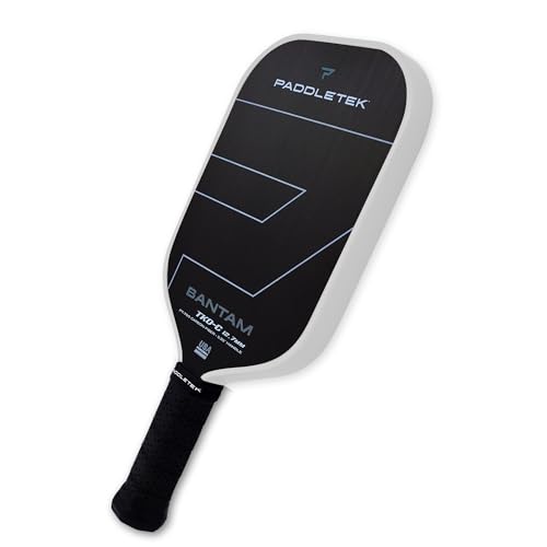 Paddletek Bantam TKO-C 12.7mm Pickleball Paddles with Polymer Honeycomb Core - Unidirectional Carbon Fiber – Torsional Weighting & High Tack Performance Grip - USAPA Approved - 5.25 Inch Handle