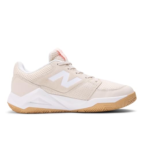 New Balance Women's Coco Delray V2 Hard Court Tennis Shoe, Bisque/Urgent Red, 8 M