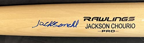 Jackson Chourio Milwaukee Brewers Autographed Signed Blonde Baseball Bat Beckett WITNESS COA