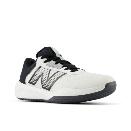 New Balance Women's 696 V6 Tennis Shoe, White/Black, 7.5 W