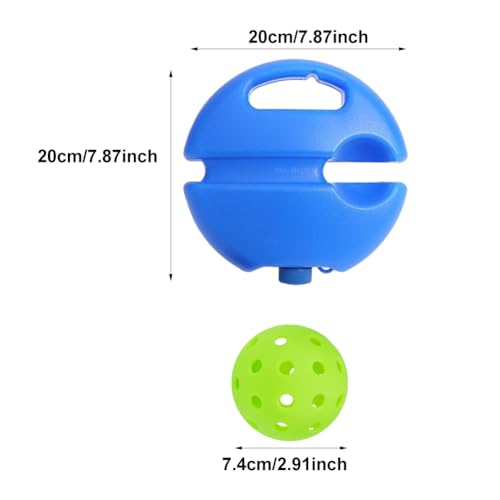 Trasylph Tennis Trainer Rebound Ball with 3 Green Pickleballs, Portable Tennis Self Training Tool, Suitable for Beginners to Seasoned Players, Blue, 20 x 20 x 4 cm (7.87 x 7.87 x 1.57 inches), 1 Count