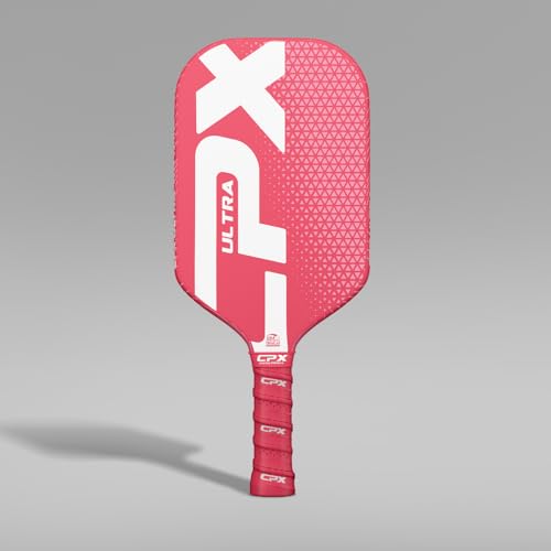CPX Ultra Series Fiber-Reinforced Friction Surface Pickleball Paddle - 16mm Polypropylene Honeycomb Core, Lightweight for Speed (Pink)